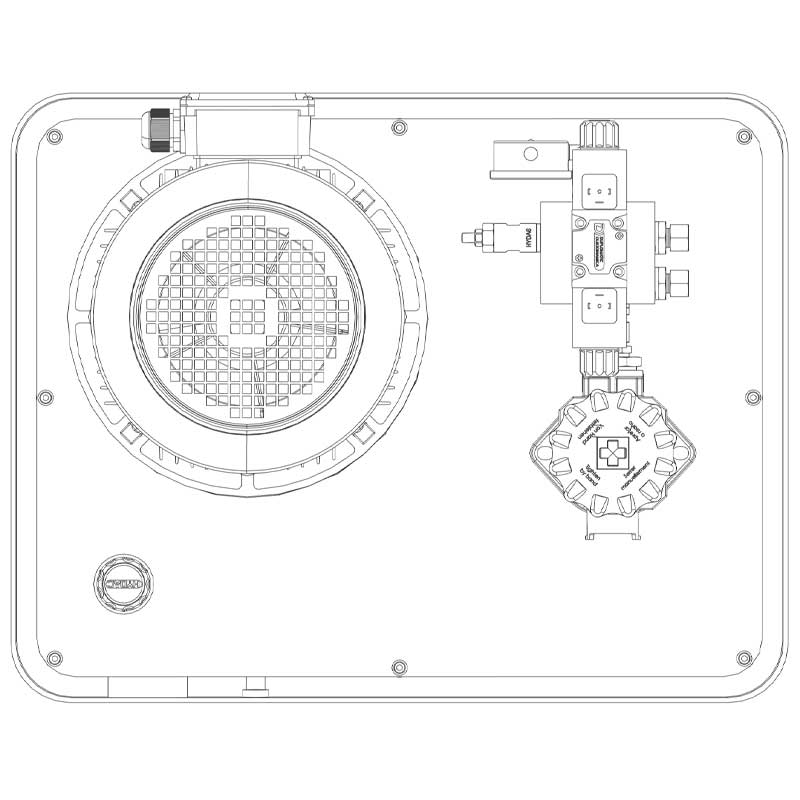 Hydraulikaggregat mit elektrischem Wegeventil V=70L 3 Hydraulikaggregat HA-DEEV-70-15 Draufsicht